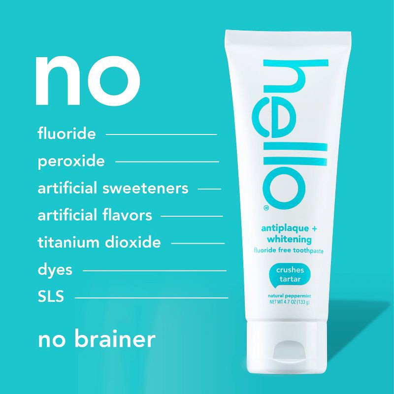 slide 6 of 14, hello Antiplaque and Whitening Fluoride-Free Toothpaste , SLS Free and Vegan - 4.7oz, 4.7 oz