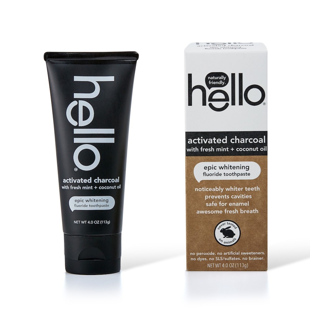 slide 1 of 11, hello Activated Charcoal Whitening Fluoride Toothpaste , sls Free and Vegan , 4oz, 4 oz