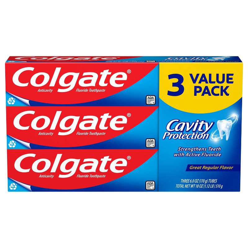 slide 1 of 5, Colgate Cavity Protection Toothpaste with Fluoride - 6oz/3pk, 3 ct; 6 oz