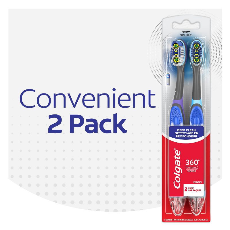 slide 5 of 9, Colgate 360 Total Advanced Floss-Tip Sonic Powered Toothbrush Soft - 2ct, 2 ct