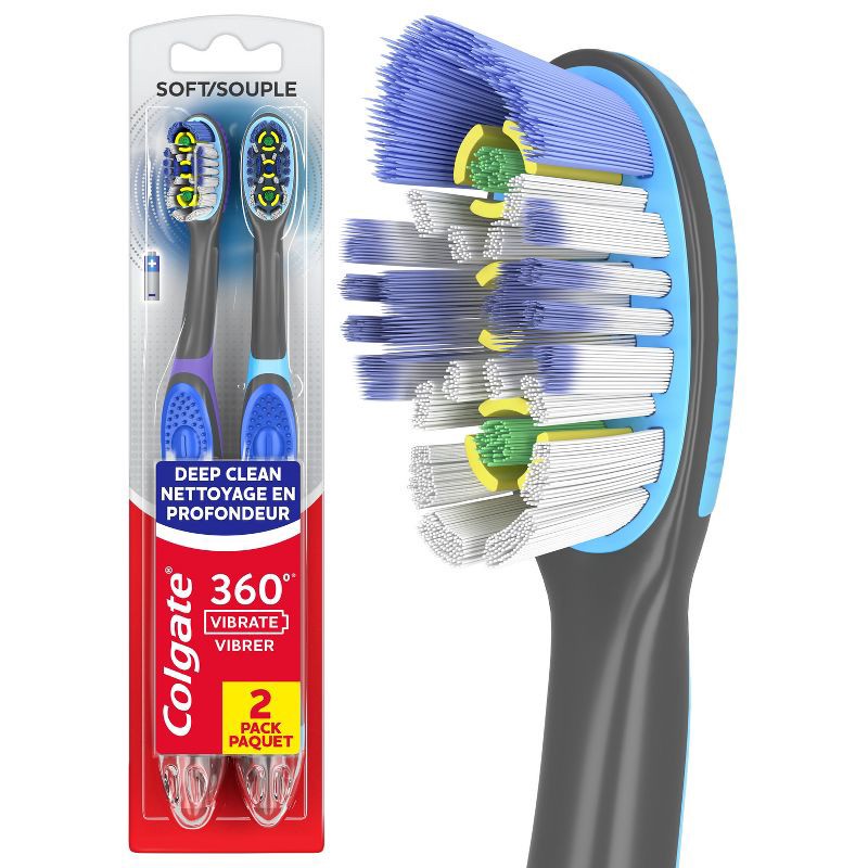 slide 1 of 9, Colgate 360 Total Advanced Floss-Tip Sonic Powered Toothbrush Soft - 2ct, 2 ct