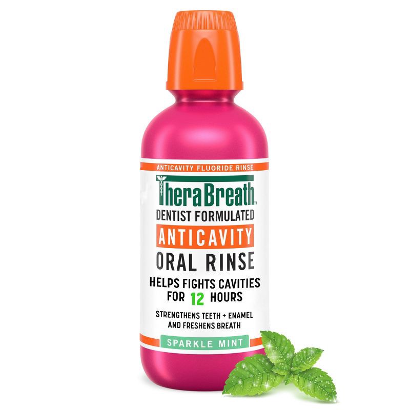 slide 1 of 9, TheraBreath Anticavity Fluoride Mouthwash - Sparkle Mint - 16 fl oz, 16 fl oz