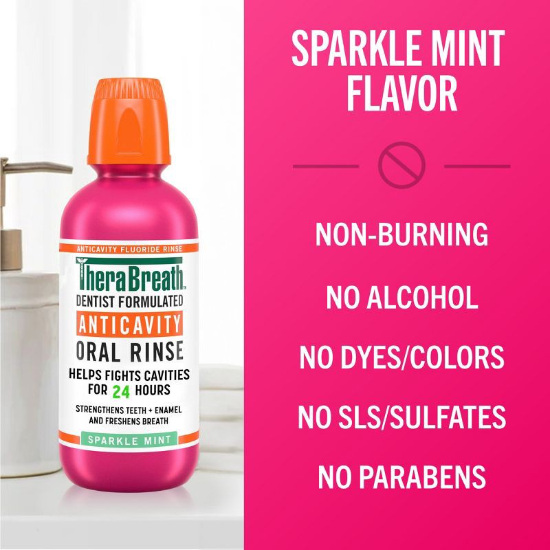 slide 6 of 10, TheraBreath Anticavity Fluoride Mouthwash - Sparkle Mint - 16 fl oz, 16 fl oz