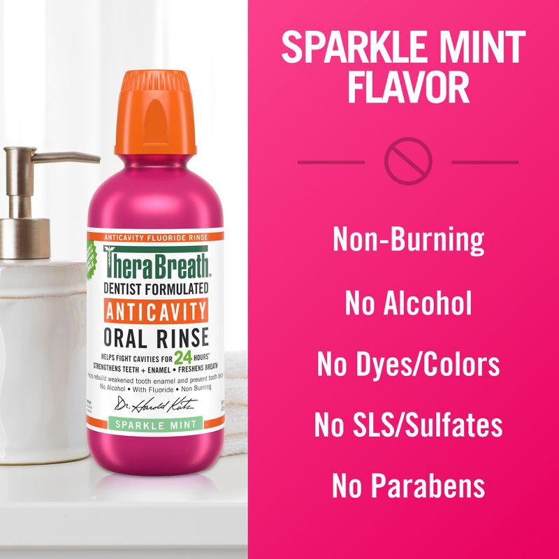 slide 6 of 9, TheraBreath Anticavity Fluoride Mouthwash - Sparkle Mint - 16 fl oz, 16 fl oz