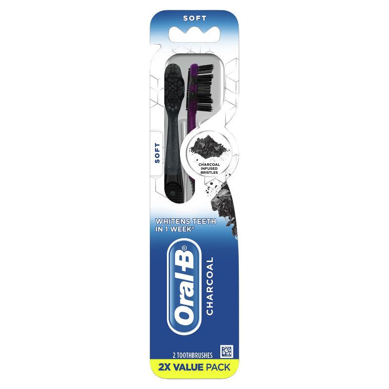 slide 2 of 13, Oral-B Charcoal Whitening Therapy Toothbrush, Soft - 2ct, 2 ct