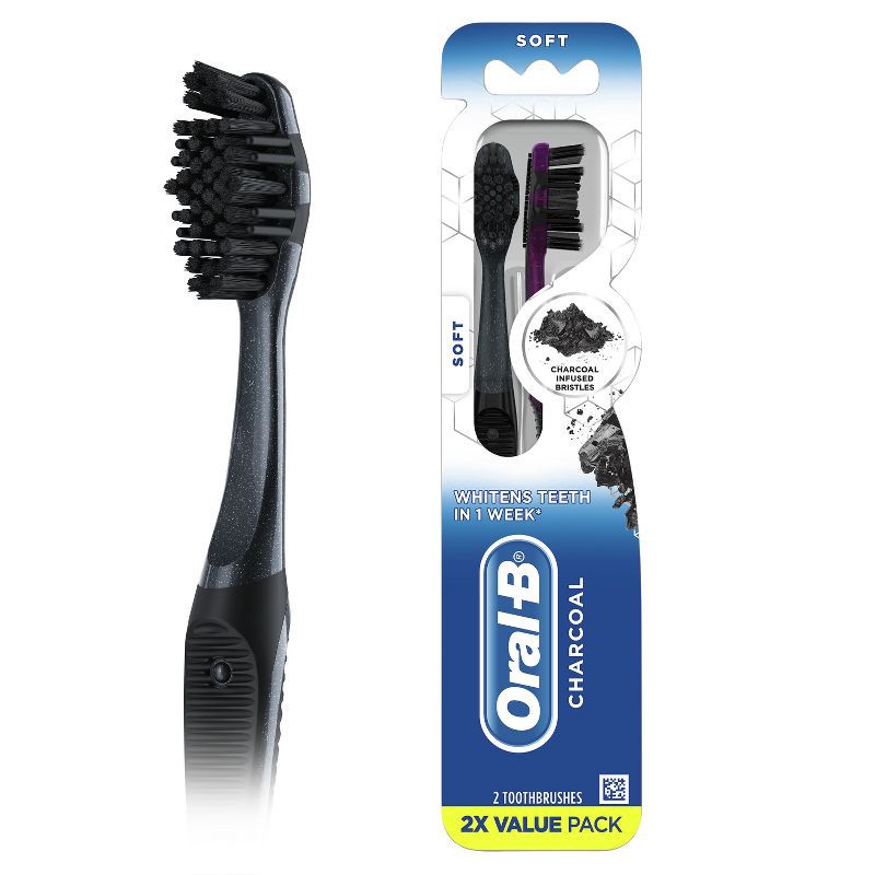 slide 1 of 13, Oral-B Charcoal Whitening Therapy Toothbrush, Soft - 2ct, 2 ct