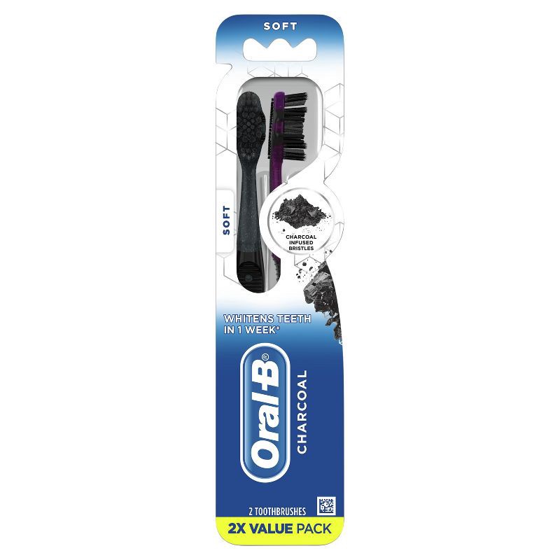 slide 11 of 13, Oral-B Charcoal Whitening Therapy Toothbrush, Soft - 2ct, 2 ct