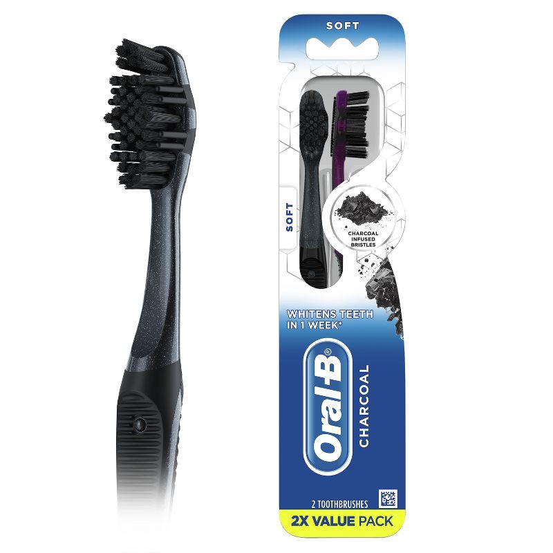 slide 1 of 10, Oral-B Charcoal Whitening Therapy Toothbrush, Soft - 2ct, 2 ct