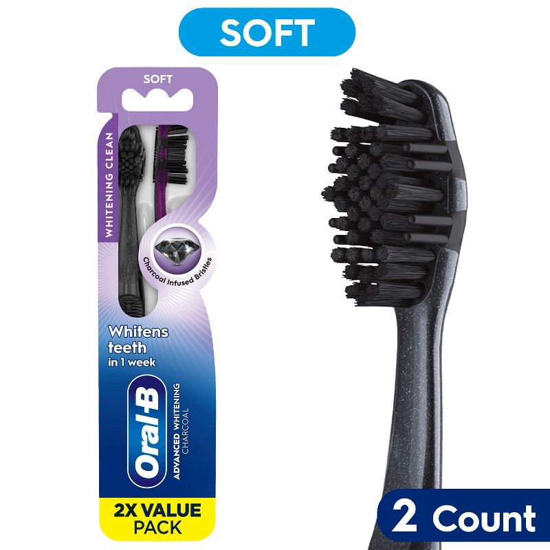 slide 1 of 9, Oral-B Charcoal Whitening Therapy Toothbrush - Soft - 2ct, 2 ct