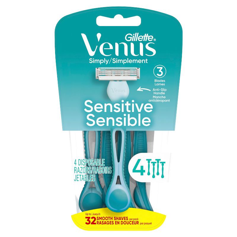 slide 8 of 8, Venus Simply 3 Sensitive Women's Disposable Razors - 4ct, 4 ct