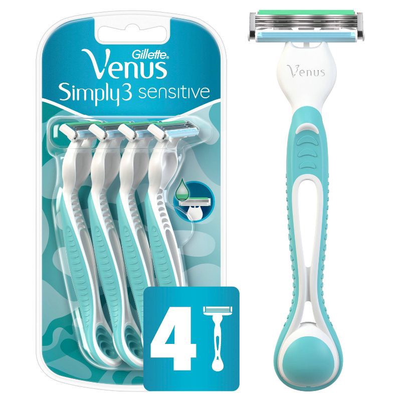 slide 1 of 11, Venus Simply 3 Sensitive Women's Disposable Razors - 4ct, 4 ct