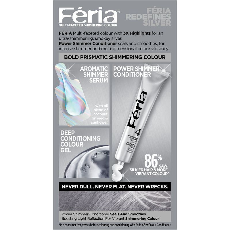 slide 5 of 11, Feria L'Oreal Paris Féria Multi - Faceted Shimmering Permanent Hair Color - Smokey Silver, 1 ct