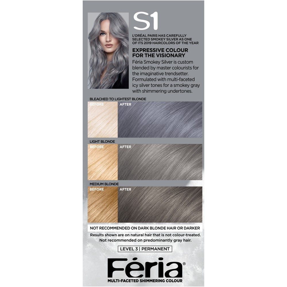 slide 5 of 9, L'Oreal Paris Féria Multi - Faceted Shimmering Permanent Hair Color - Smokey Silver, 1 ct
