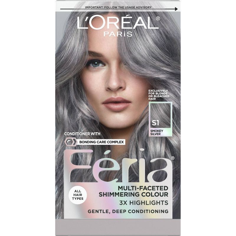 slide 1 of 11, L'Oreal Paris Féria Multi - Faceted Shimmering Permanent Hair Color - Smokey Silver, 1 ct