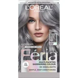 L'Oreal Paris Féria Multi - Faceted Shimmering Permanent Hair Color - Smokey Silver: For All Hair Types, Liquid Form