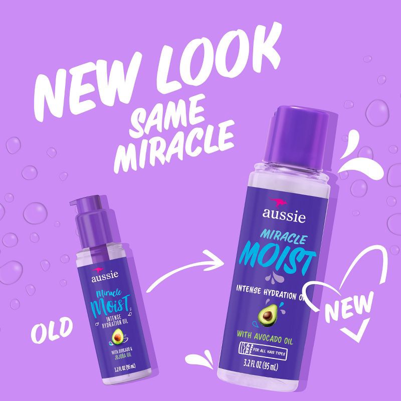 slide 2 of 8, For Dry Hair - Aussie Miracle Moist Intense Hydration Oil with Jojoba Oil - 3.2 fl oz, 3.2 fl oz