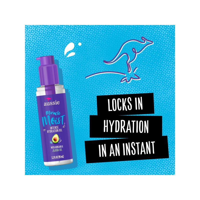 slide 6 of 7, For Dry Hair - Aussie Miracle Moist Intense Hydration Oil with Jojoba Oil - 3.2 fl oz, 3.2 fl oz