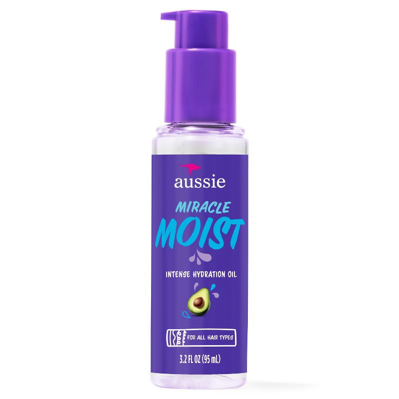 slide 1 of 8, For Dry Hair - Aussie Miracle Moist Intense Hydration Oil with Jojoba Oil - 3.2 fl oz, 3.2 fl oz