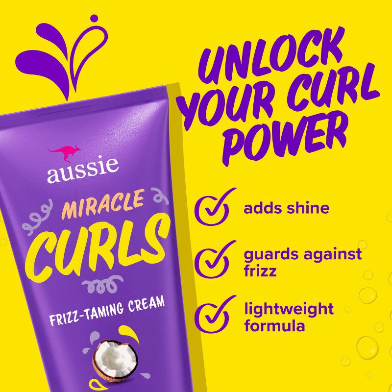 slide 4 of 9, Aussie Miracle Curls Frizz Taming Curl Cream with Coconut & Jojoba - 6.8oz, 6.8 oz