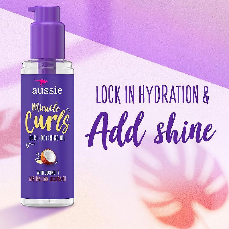 slide 3 of 7, Aussie Miracle Curls Curl-Defining Oil Hair Treatment with Jojoba Oil - 3.2 fl oz, 3.2 fl oz