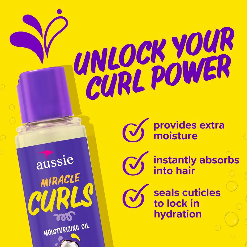 slide 3 of 9, Aussie Miracle Curls Curl-Defining Oil Hair Treatment with Jojoba Oil - 3.2 fl oz, 3.2 fl oz