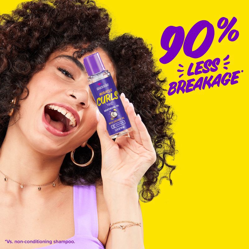 slide 4 of 9, Aussie Miracle Curls Curl-Defining Oil Hair Treatment with Jojoba Oil - 3.2 fl oz, 3.2 fl oz
