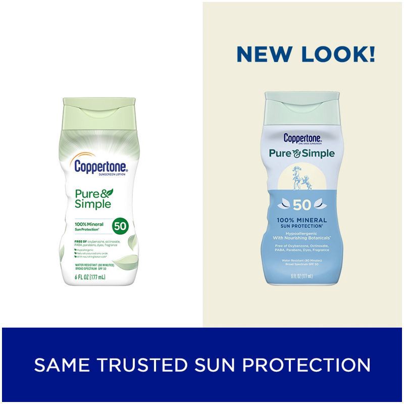 slide 3 of 13, Coppertone Pure & Simple Mineral Sunscreen Lotion with Zinc Oxide - SPF 50 - 6 fl oz, 50 ct; 6 fl oz