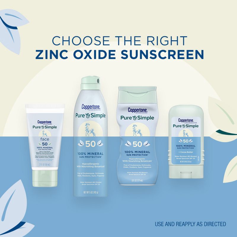 slide 2 of 13, Coppertone Pure & Simple Mineral Sunscreen Lotion with Zinc Oxide - SPF 50 - 6 fl oz, 50 ct; 6 fl oz