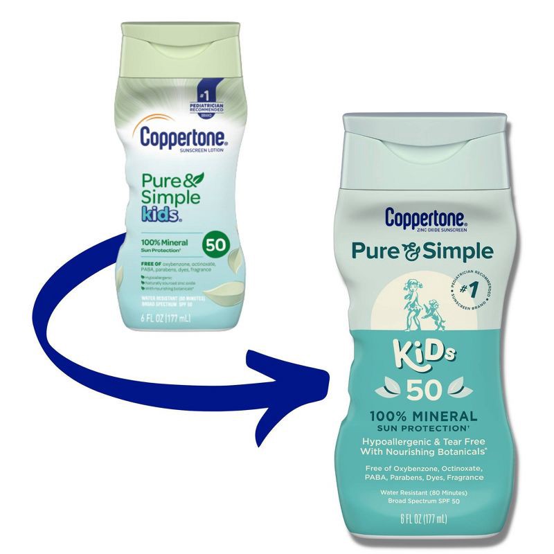 slide 2 of 10, Coppertone Pure and Simple Kids Mineral Sunscreen Lotion - SPF 50 - 6 fl oz, 0 x 6 fl oz