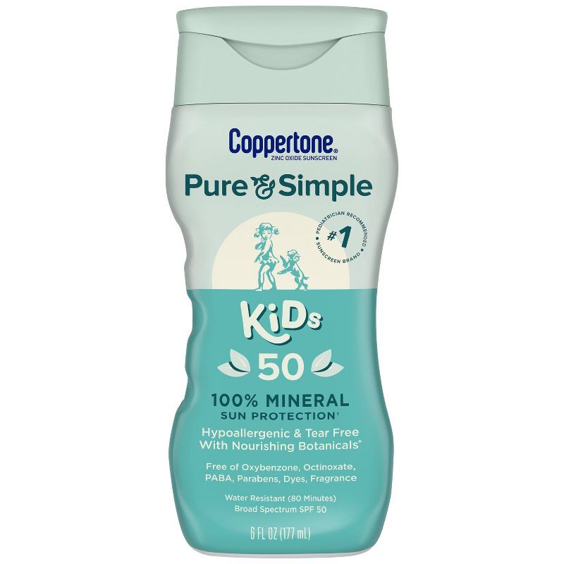 slide 1 of 10, Coppertone Pure and Simple Kids Mineral Sunscreen Lotion - SPF 50 - 6 fl oz, 0 x 6 fl oz