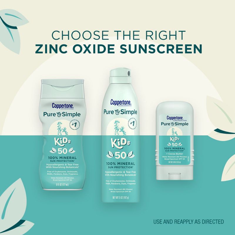 slide 10 of 11, Coppertone Pure and Simple Kids Mineral Sunscreen Lotion - SPF 50 - 6 fl oz, 50 ct; 6 fl oz