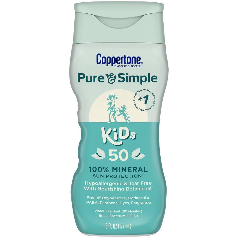 slide 1 of 10, Coppertone Pure and Simple Kids Mineral Sunscreen Lotion - SPF 50 - 6 fl oz, 0 x 6 fl oz