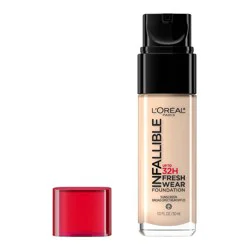 L'Oreal Paris Infallible 32HR Fresh Wear Foundation with SPF 25 - 405 Porcelain - 1 fl oz: Liquid, Full Coverage, Vegan, Neutral Undertone