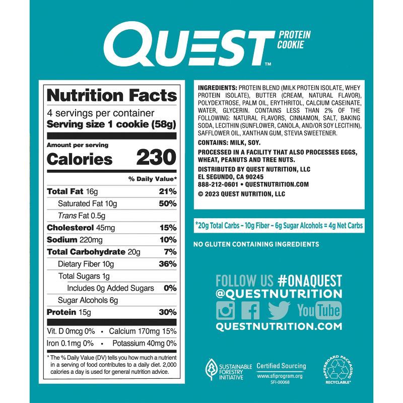 slide 3 of 7, Quest Nutrition Protein Cookie - Snickerdoodle - 4pk, 4 ct