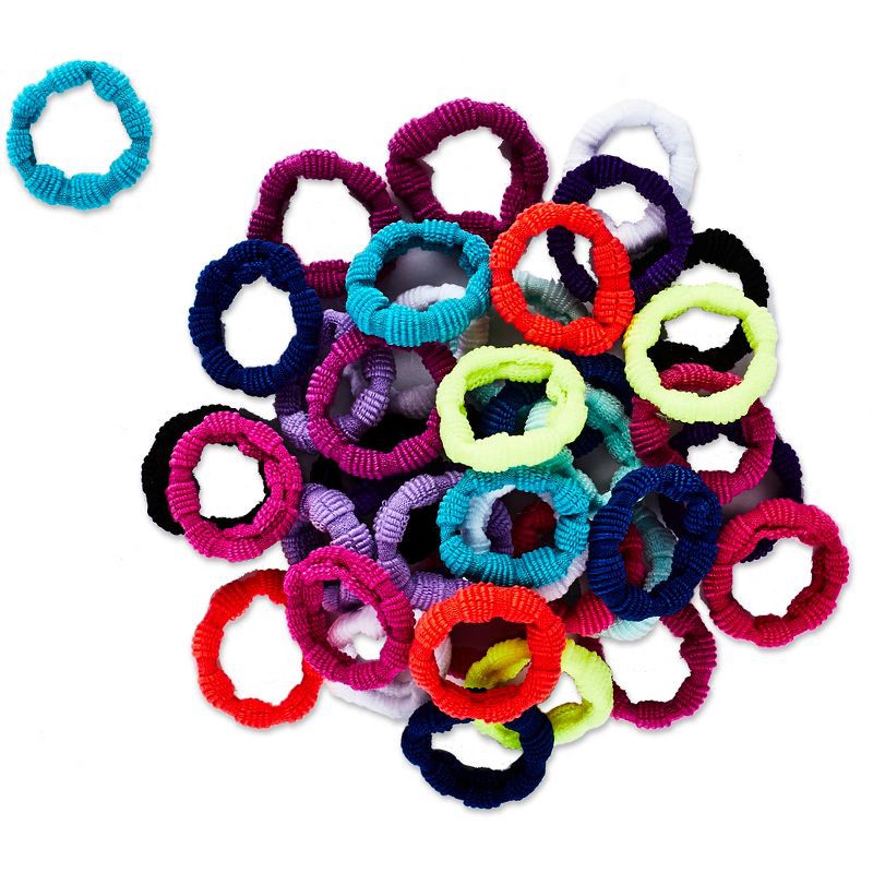 slide 2 of 3, scunci scünci Kids No Damage Cotton Elastic Hair Ties - Assorted Colors - 40pcs, 40 ct