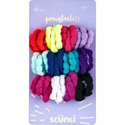 scunci scünci Kids No Damage Cotton Elastic Hair Ties - Assorted Colors - 40pcs