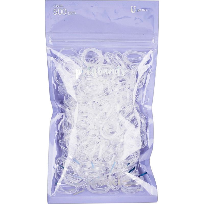 slide 1 of 4, scunci scünci Polyband Elastic Hair Ties - Clear - 500pk, 500 ct