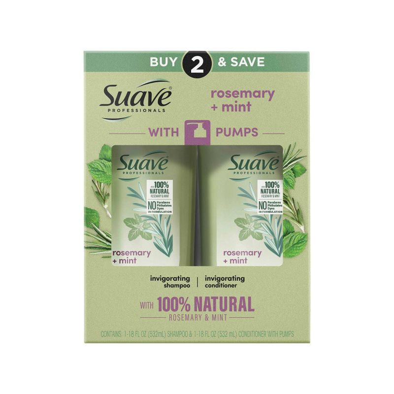 slide 5 of 6, Suave Professionals Invigorating Shampoo and Conditioner for Dry and Damaged Hair Rosemary and Mint 18 fl oz/2ct, 18 fl oz, 2 ct