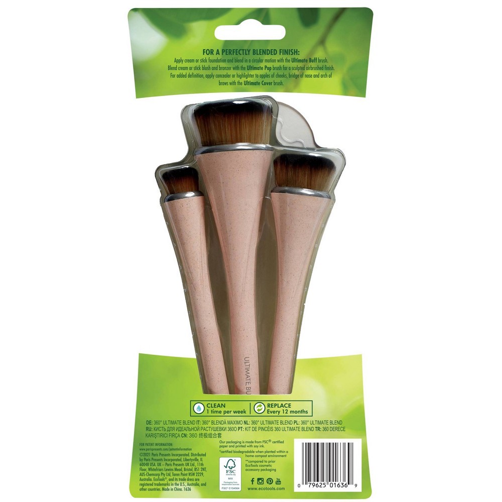 slide 4 of 6, EcoTools 360 Ultimate Blend Brush Kit - 3pc, 3 ct