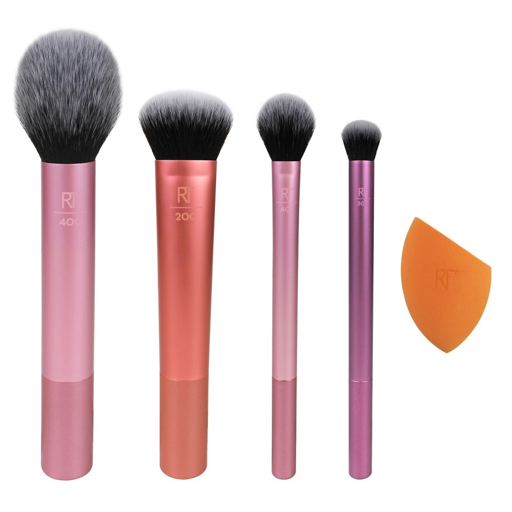 slide 3 of 6, Real Techniques Everyday Essentials Makeup Brush Kit, 5 ct