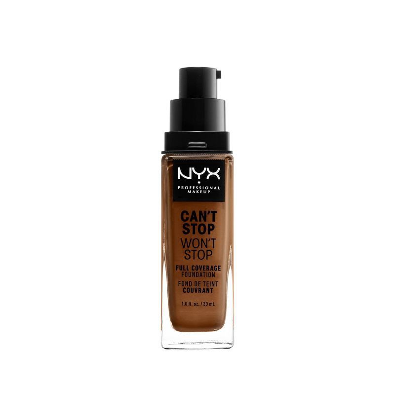 slide 2 of 6, NYX Professional Makeup Can't Stop Won't Stop 24Hr Full Coverage Matte Finish Foundation - 16.7 Warm Mahogany - 1 fl oz, 1 fl oz