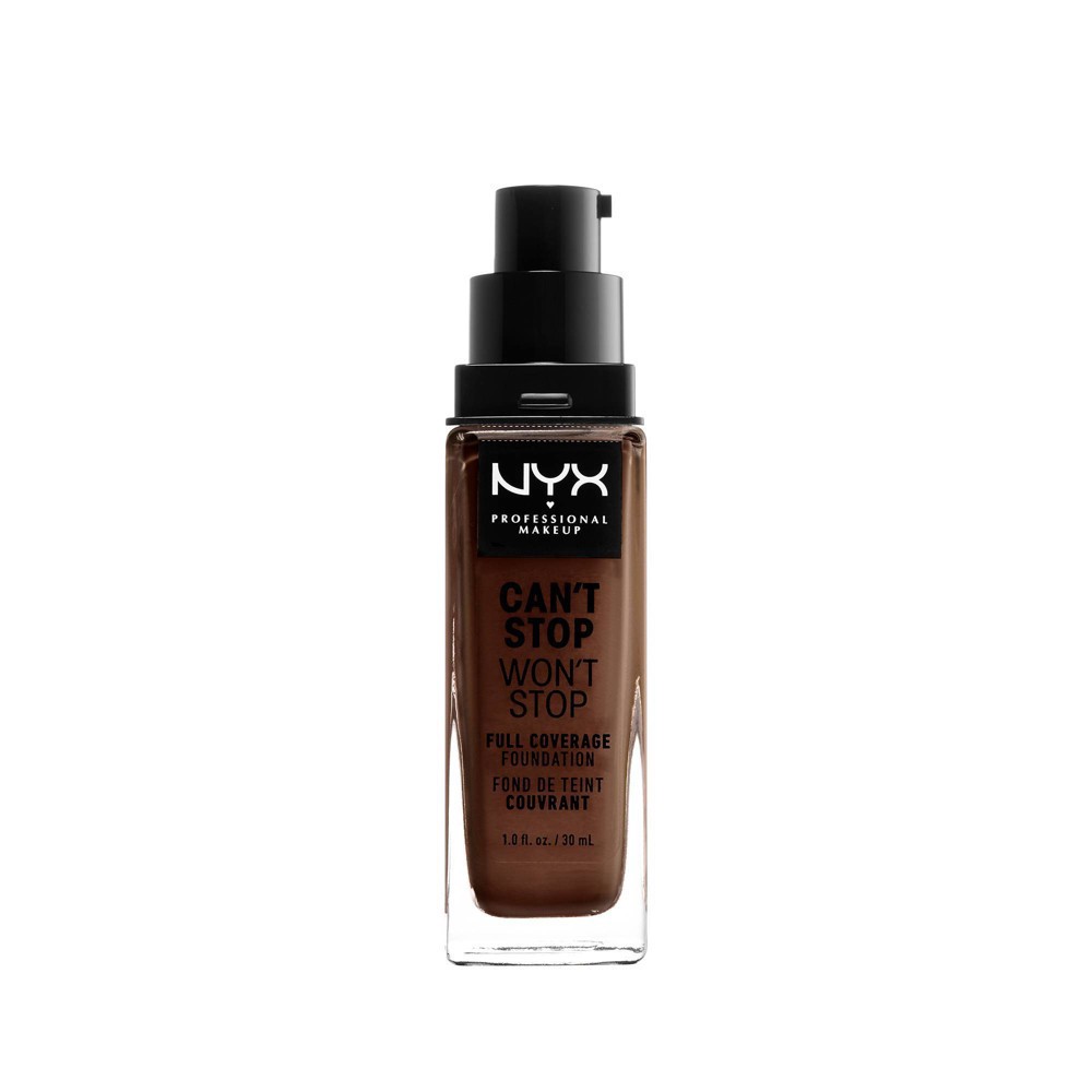 slide 3 of 6, NYX Professional Makeup Can't Stop Won't Stop 24Hr Full Coverage Matte Finish Foundation - 22.5 Warm Walnut - 1 fl oz, 1 fl oz
