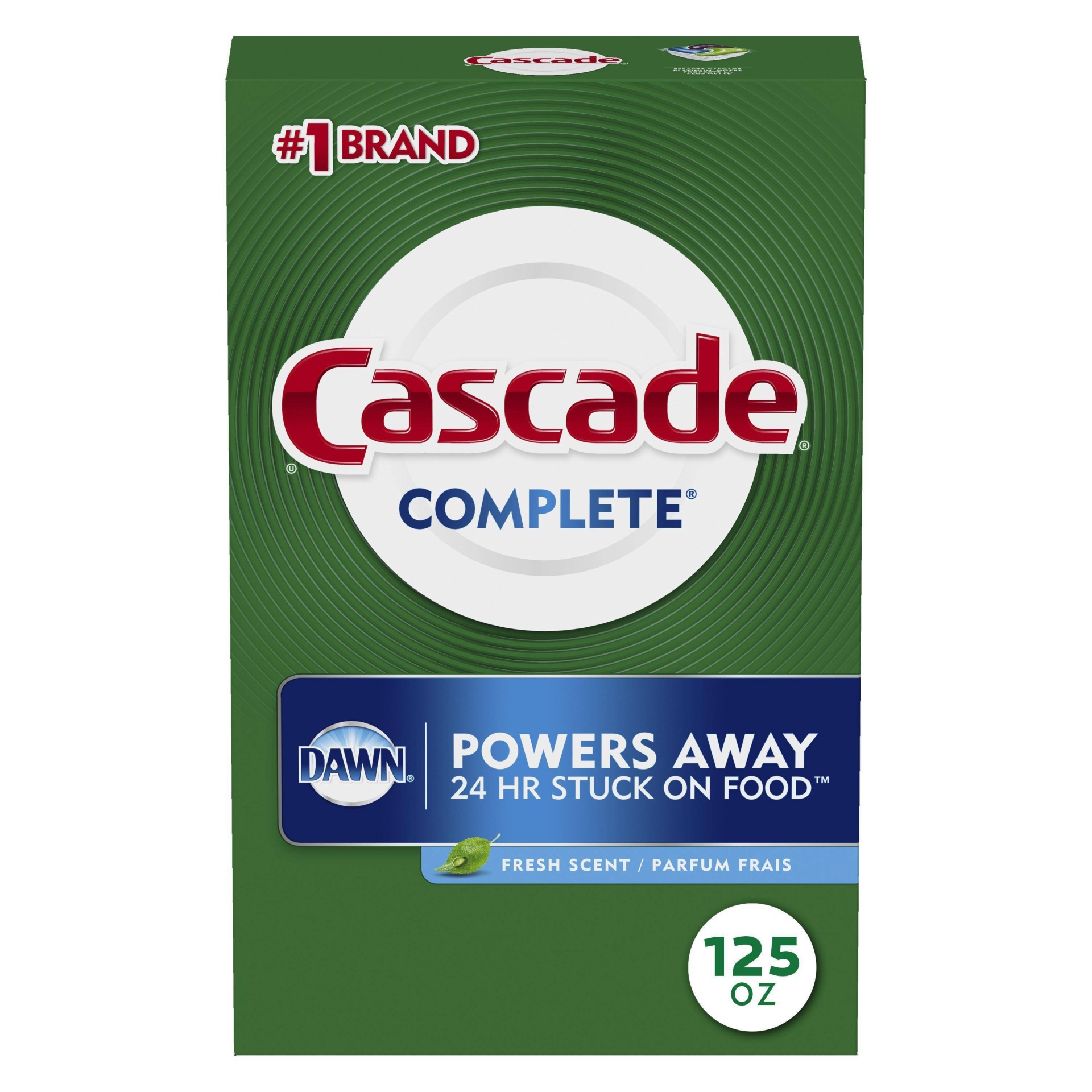 slide 1 of 4, Cascade Complete Fresh Scent Powder Dishwasher Detergent, 125 oz