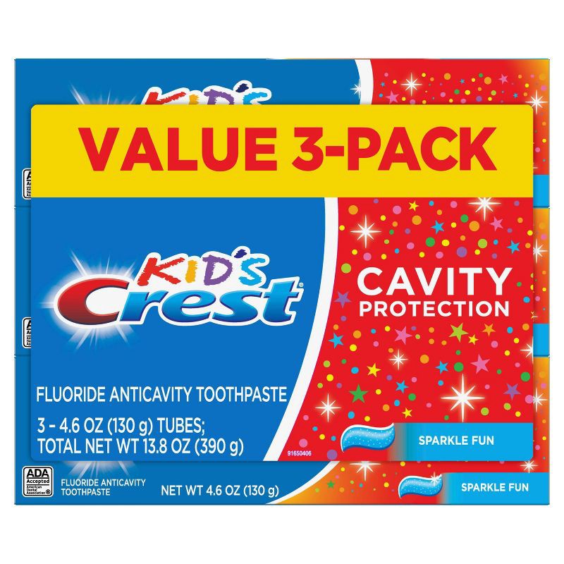 slide 2 of 12, Crest Kid's Cavity Protection Toothpasteparkle Fun Flavor, 4.6 oz 3 Pack, 3 ct; 4.6 oz