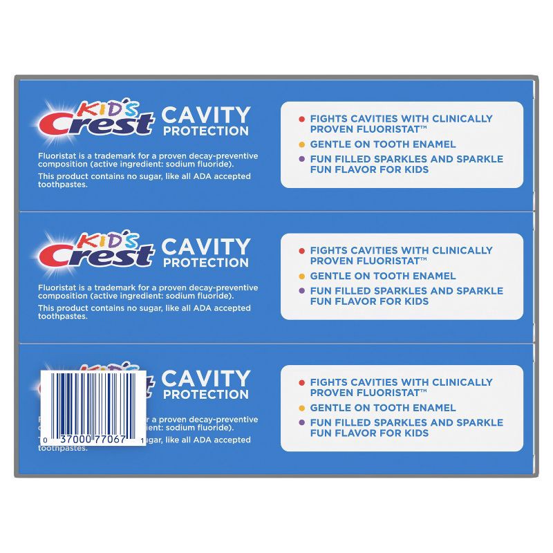 slide 12 of 12, Crest Kid's Cavity Protection Toothpasteparkle Fun Flavor, 4.6 oz 3 Pack, 3 ct; 4.6 oz