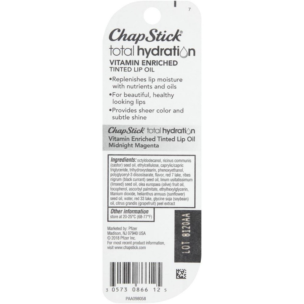 slide 4 of 4, Chapstick Total Hydration Tinted Lip Oil - Midnight Magenta, 0.24 oz