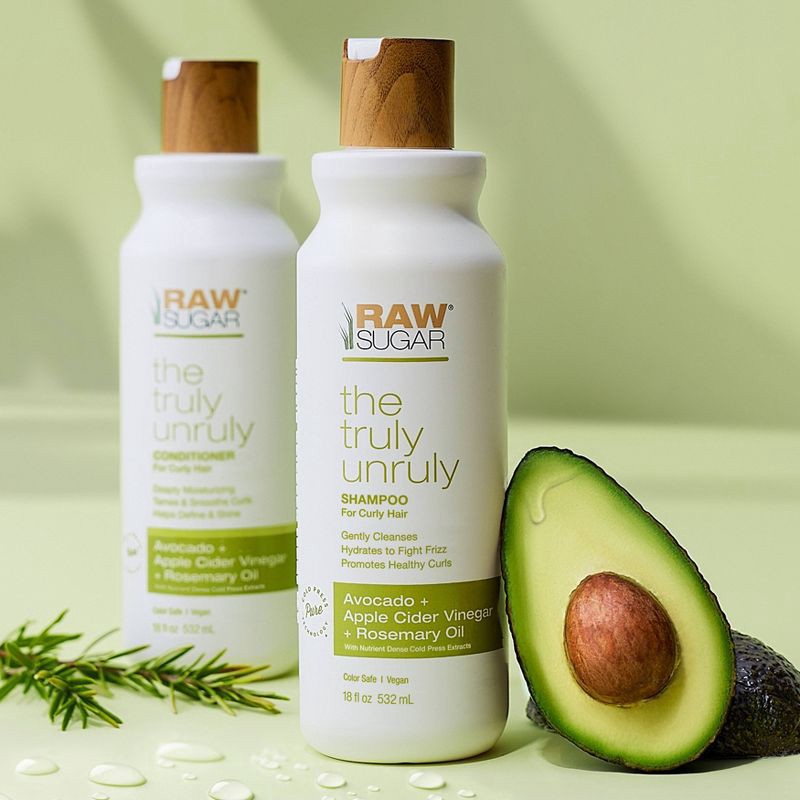 slide 7 of 7, Raw Sugar The Truly Unruly Conditioner - Avocado + Apple Cider Vinegar + Rosemary Oil - 18 fl oz, 18 fl oz