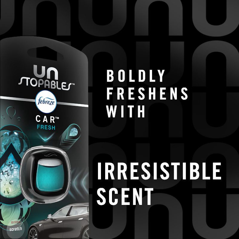 slide 2 of 11, Febreze Unstopables Car Odor-Fighting Car Freshener - Fresh Scent - 0.14 fl oz/2pk, 0.14 fl oz, 2 ct