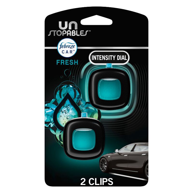 slide 1 of 11, Febreze Unstopables Car Odor-Fighting Car Freshener - Fresh Scent - 0.14 fl oz/2pk, 0.14 fl oz, 2 ct