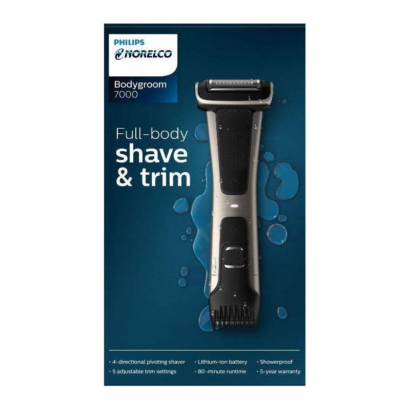 slide 8 of 13, Philips Norelco Bodygroom Series 7000 Men's Rechargeable Electric Trimmer - BG7030/49, 1 ct